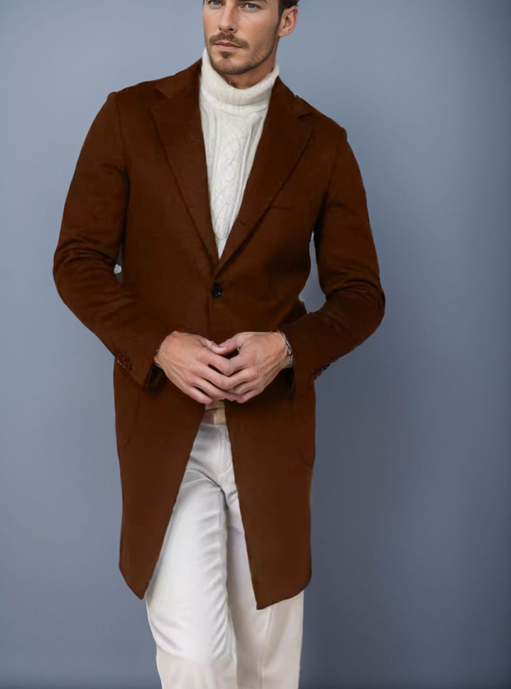 Herren eleganter Langmantel aus weichem Stoff Echoarchiv