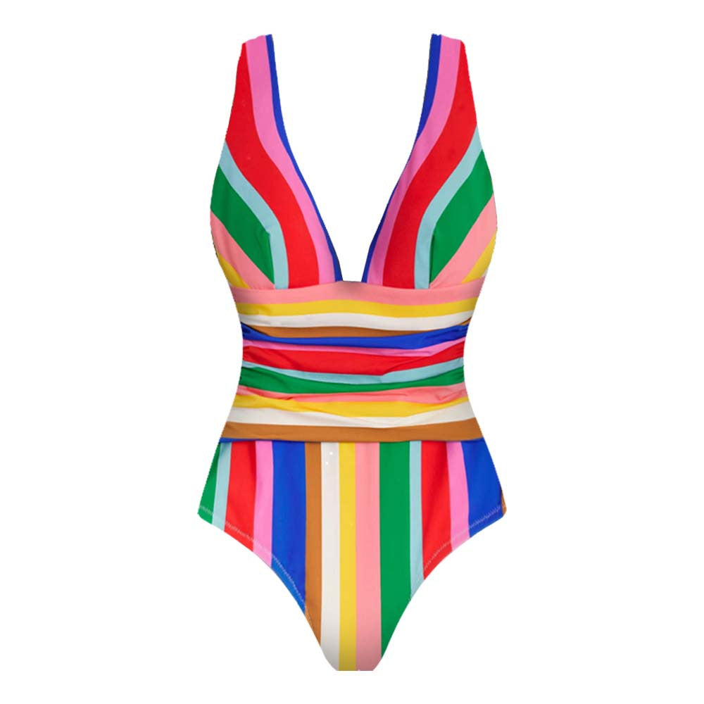 Damen Eleganter Badeanzug mit raffiniertem Streifendesign Echo Archiv
