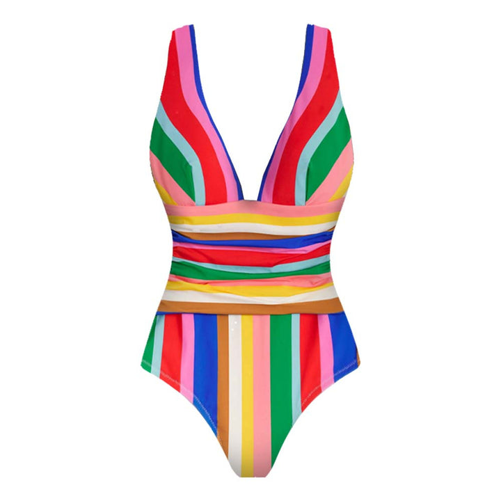 Damen Eleganter Badeanzug mit raffiniertem Streifendesign Echo Archiv