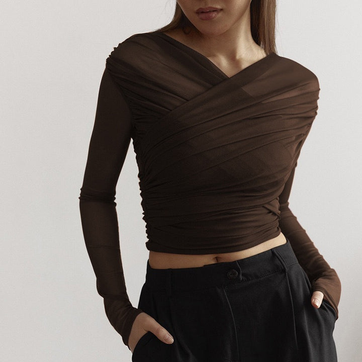 Damen Langarm-Crop-Top Echo Archiv