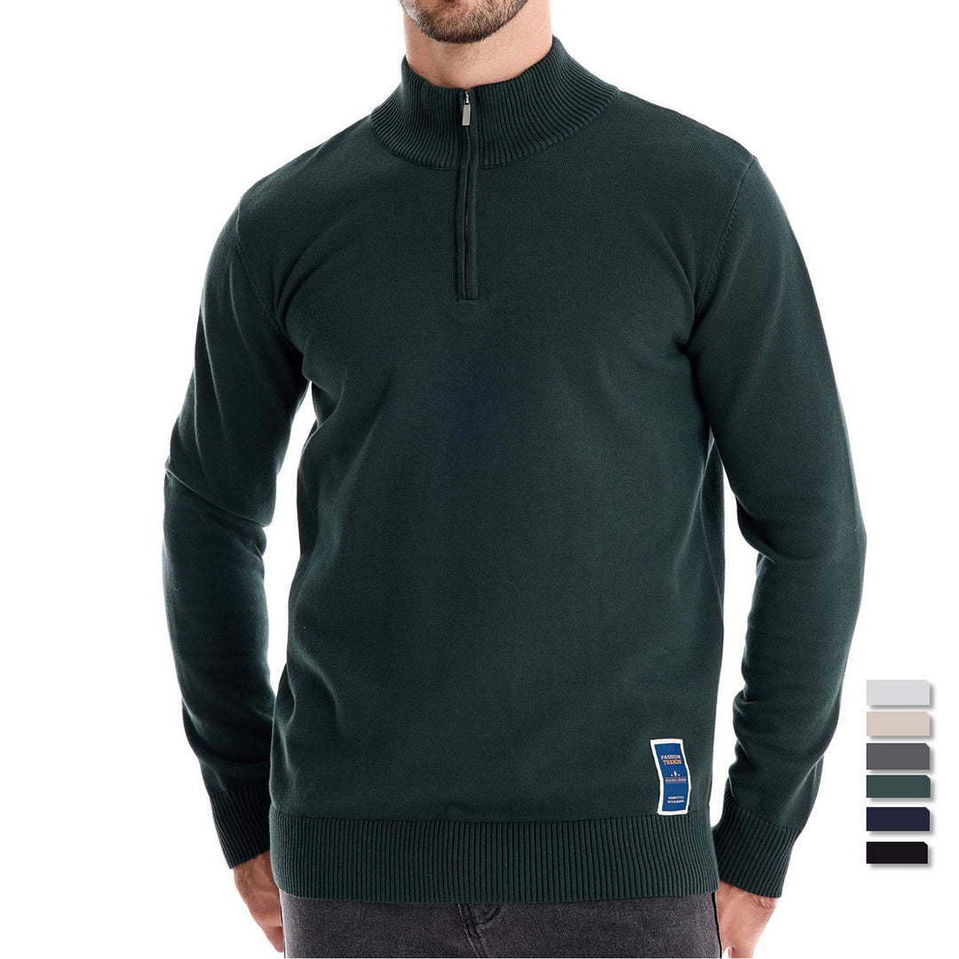 Herren Pullover mit kurzem Reißverschluss und modischem Stehkragen Echoarchiv