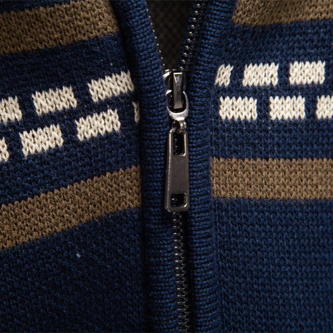 Herren Strickjacke mit modernem Zipper-Design und Muster Echoarchiv
