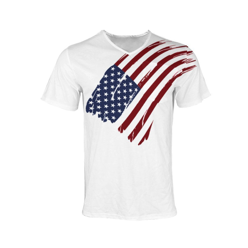 Herren V-Ausschnitt T-Shirt mit kreativem Flaggenmotiv Echoarchiv