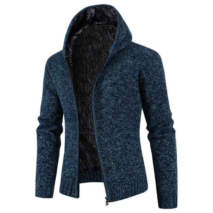 Herren kuschelige Strickjacke mit hohem Kragen und praktischen Taschen Echoarchiv