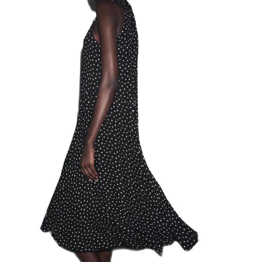 Damen nan ärmelloses hochgeschlossenes Midikleid mit schwingendem Volantrock und femininer A-Linie Echo Archiv