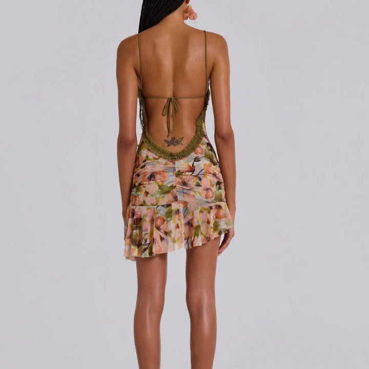 Damen Sommerliches Minikleid mit Raffungen und asymmetrischem Saum Echo Archiv