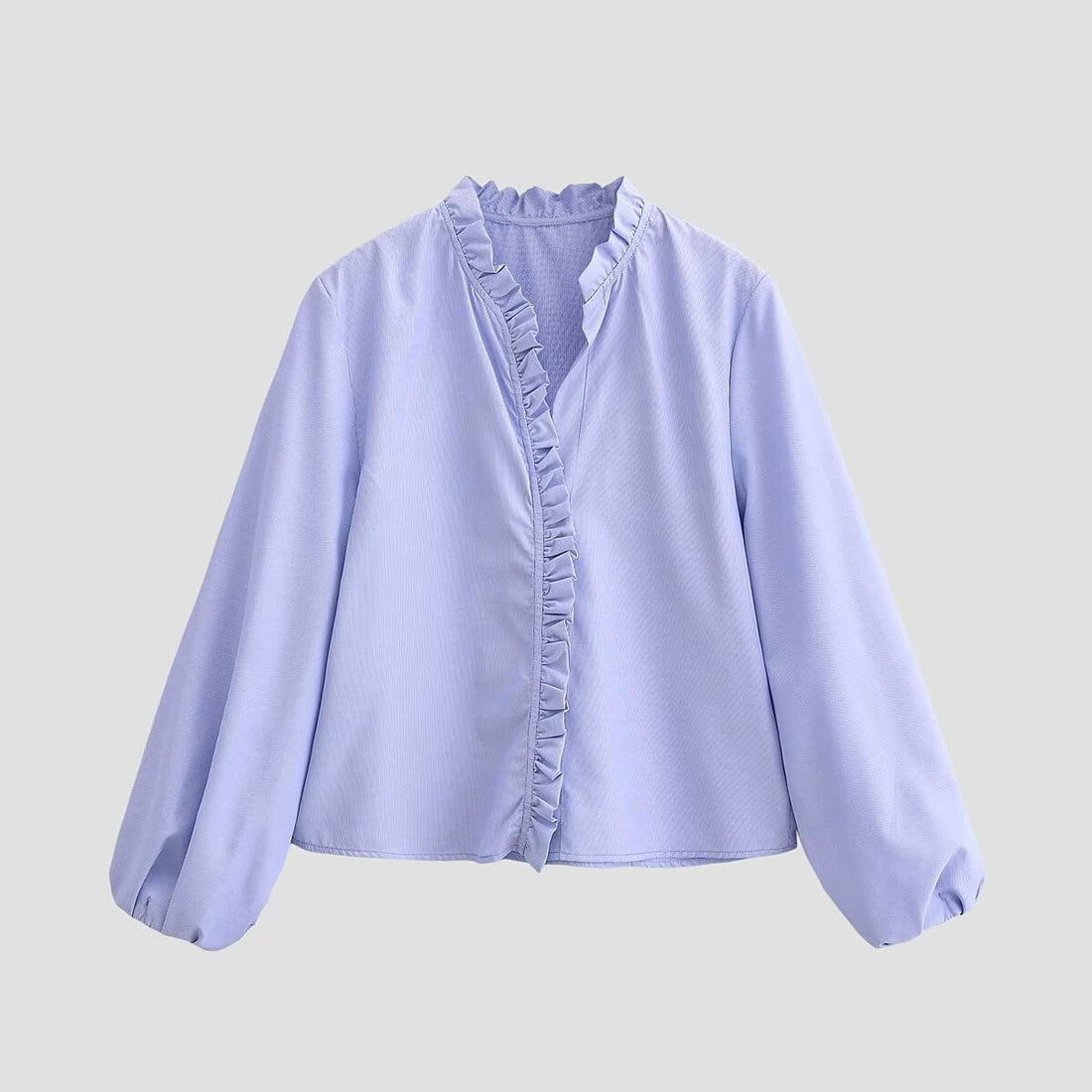 Damen Rüschenbluse mit V-Ausschnitt und Ballonärmeln Echoarchiv