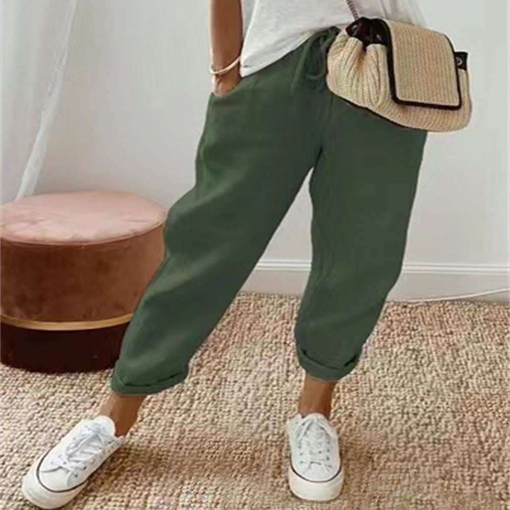 Damen Lockere Bedruckte Jogger mit Kordelzug und Rippbund Echoarchiv