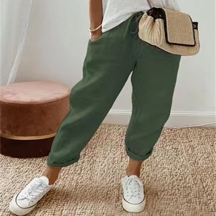 Damen Lockere Bedruckte Jogger mit Kordelzug und Rippbund Echoarchiv
