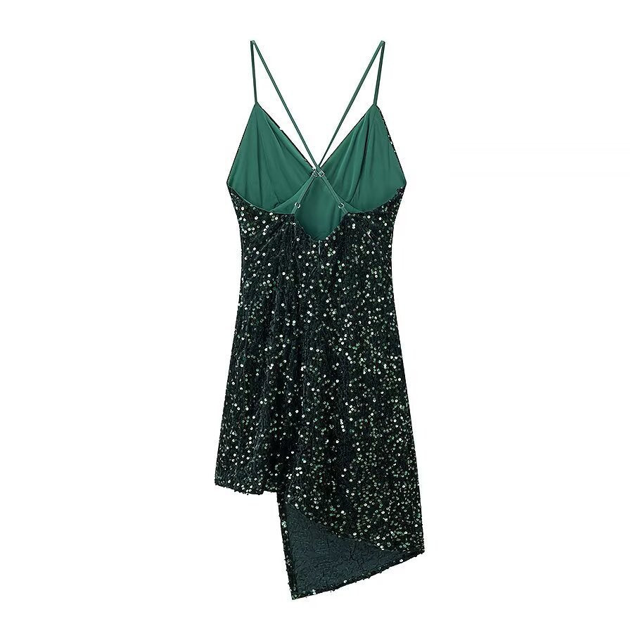 Damen Cocktailkleid mit schimmerndem Paillettenbesatz und asymmetrischem Saum Echo Archiv