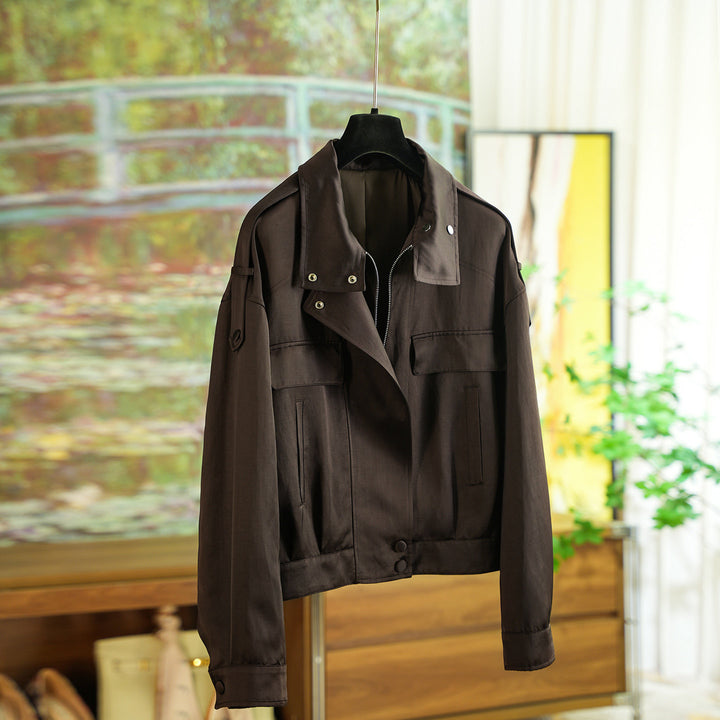Damen elegante Utility-Jacke mit hohem Kragen Echoarchiv