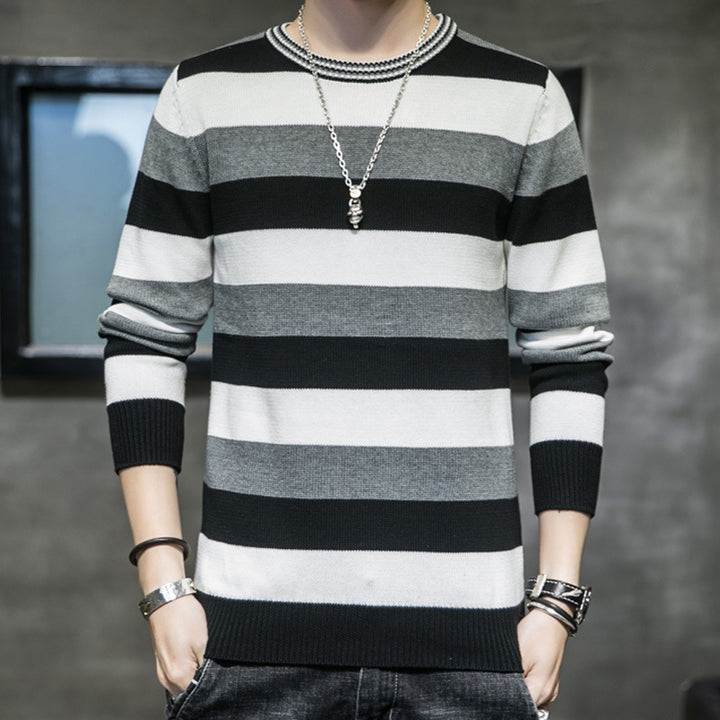 Herren gestreifter Pullover aus weichem Baumwollmix Echoarchiv