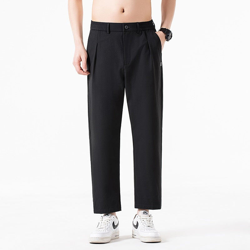 Herren Cropped-Hose mit weitem Bein, halb-elastischem Bund und Bügelfalte Echo Archiv