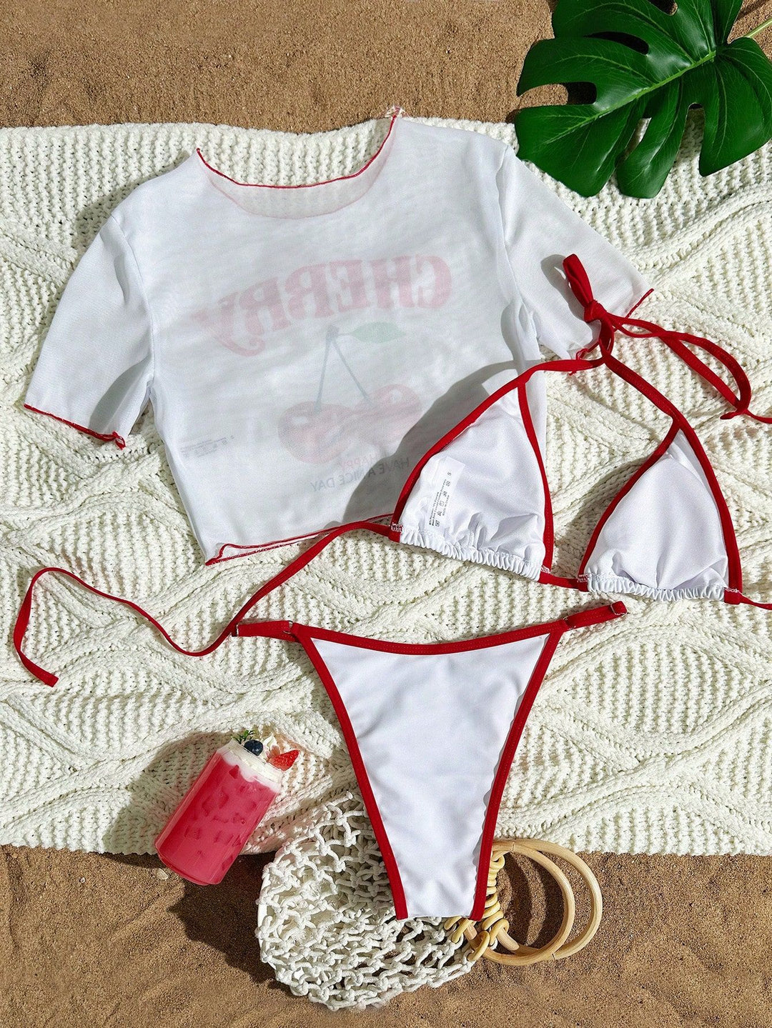 Damen Bikini-Set mit kreativem Kirschmotiv Echo Archiv