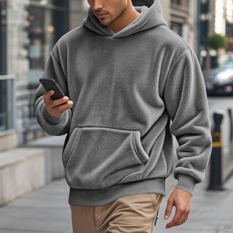 Herren nan kuscheliger Oversize-Fleece-Hoodie mit Kängurutasche und geripptem Saum Echo Archiv