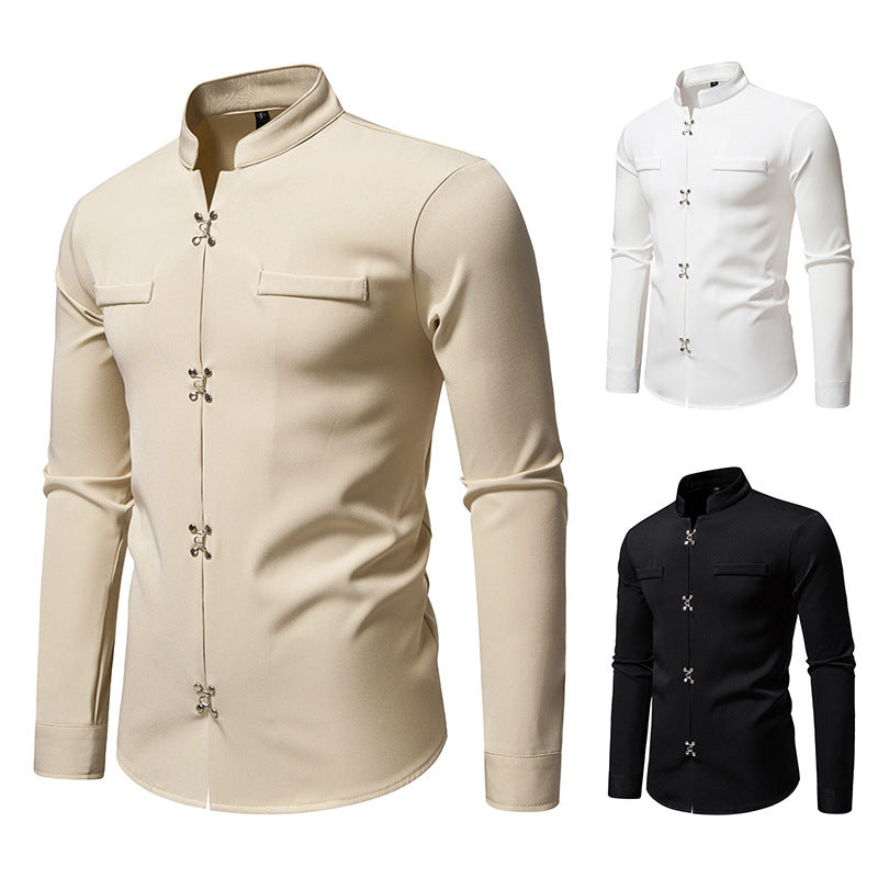 Herren Hemd mit asiatischem Knopfdesign Echoarchiv
