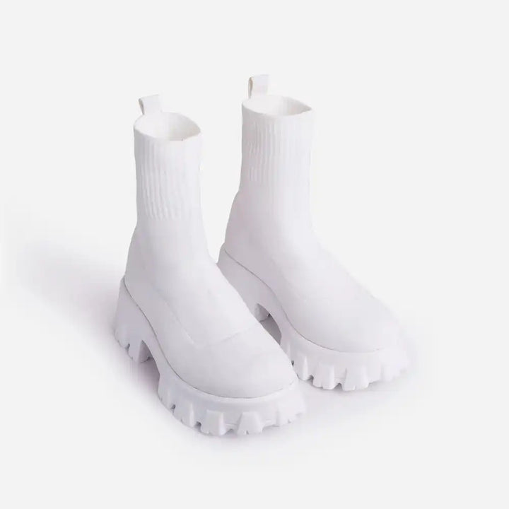 Damen Strick‑Sock‑Boots mit grober Lug‑Sohle und integriertem Komfortkeil Echo Archiv