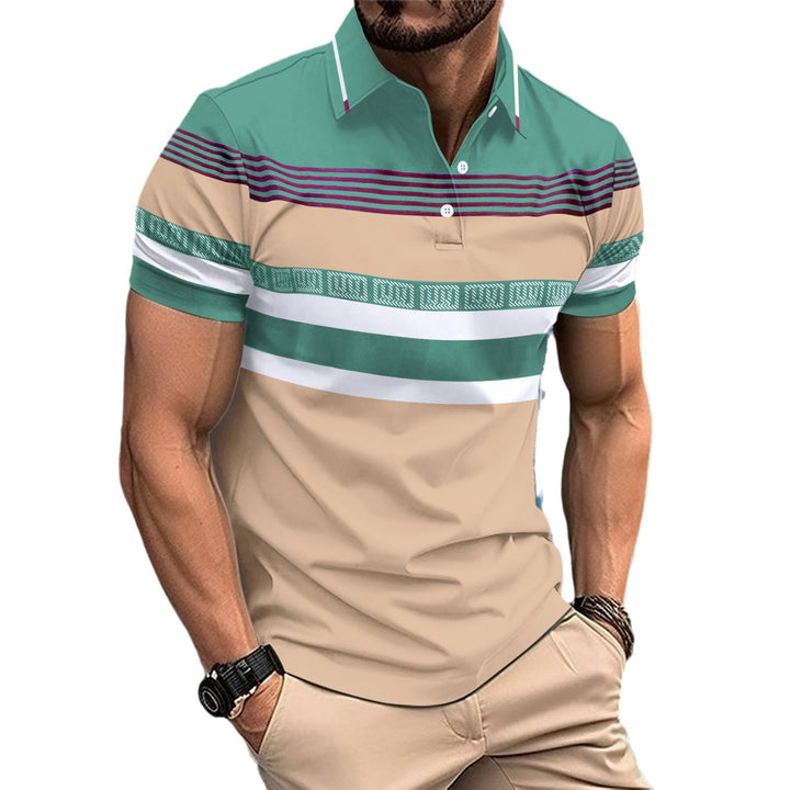 Herren sportliches Polohemd mit dynamischem Streifenmuster Echoarchiv