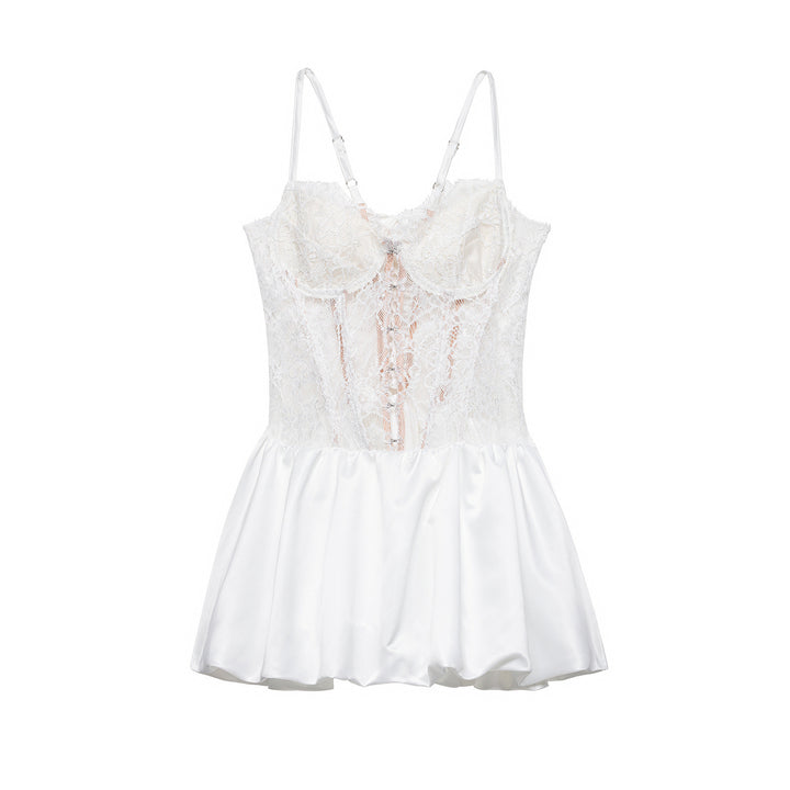 Damen Spitzen-Nachtkleid mit hochwertiger Satin-Rockpartie Echo Archiv