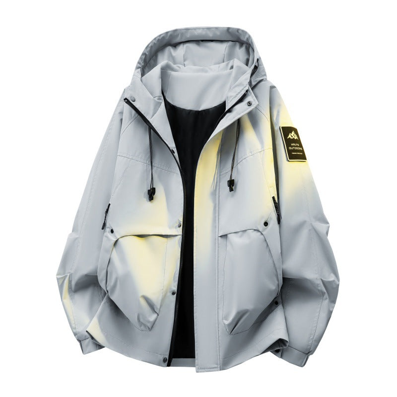 Herren Wattierte Kapuzen-Utility-Jacke mit abnehmbarem Innenfutter & hohem Stehkragen Echoarchiv