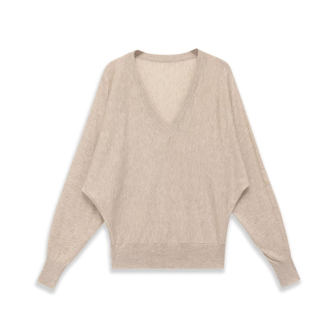 Damen Oversized V-Ausschnitt Feinstrickpullover mit Fledermausärmeln Echoarchiv