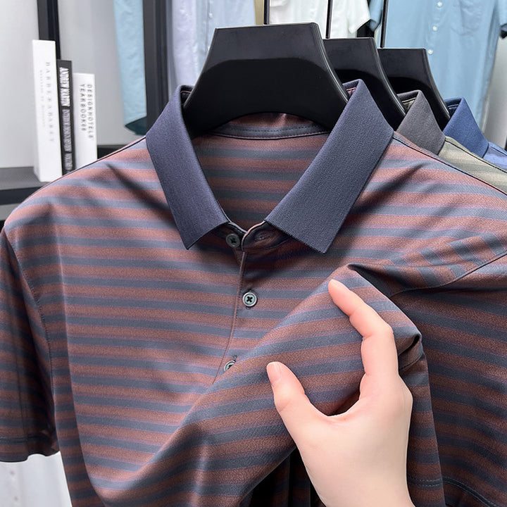 Herren Poloshirt mit atmungsaktiver Struktur und eleganten Streifen Echoarchiv