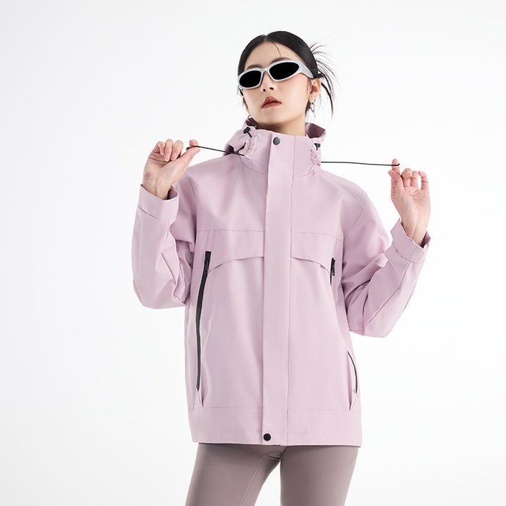 Damen technische wasserdichte Oversize-Parka mit Kapuze und verdeckten Reißverschlusstaschen Echoarchiv