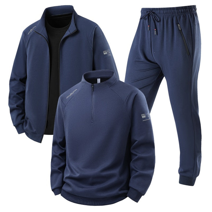 Herren Dreiteiliges Thermo-Trainingsset mit Halbzip-Pullover, Zip‑Jacke und Jogginghose Echoarchiv