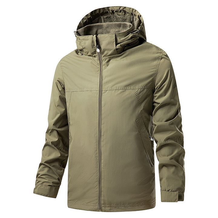 Herren Leichte packbare Regen- und Windjacke mit verstellbarer Kapuze und Mikrofleece-Kragen Echo Archiv