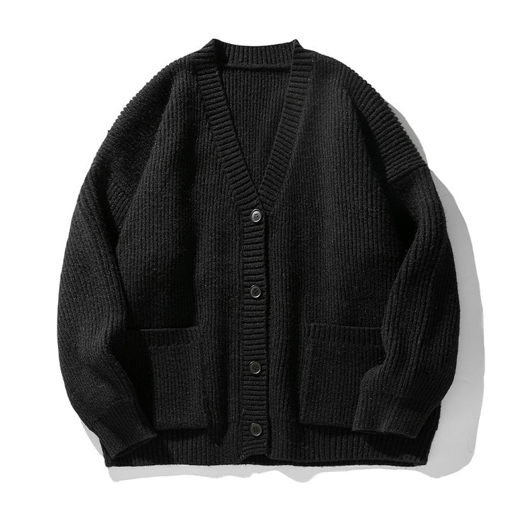 Unisex Oversize Strickcardigan mit V‑Ausschnitt, Knopfleiste und aufgesetzten Taschen Echo Archiv