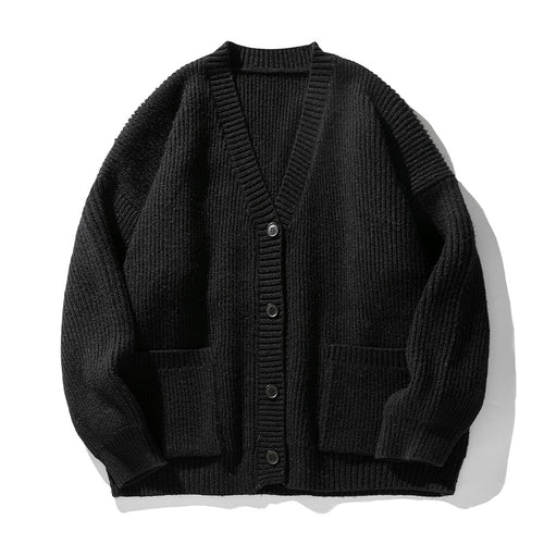 Unisex Oversize Strickcardigan mit V‑Ausschnitt, Knopfleiste und aufgesetzten Taschen Echo Archiv
