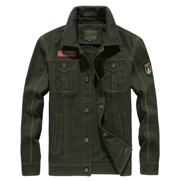 Herren Robust verarbeitete Canvas-Workerjacke mit Brustklappen, Innensaumfutter und Badge-Details Echo Archiv