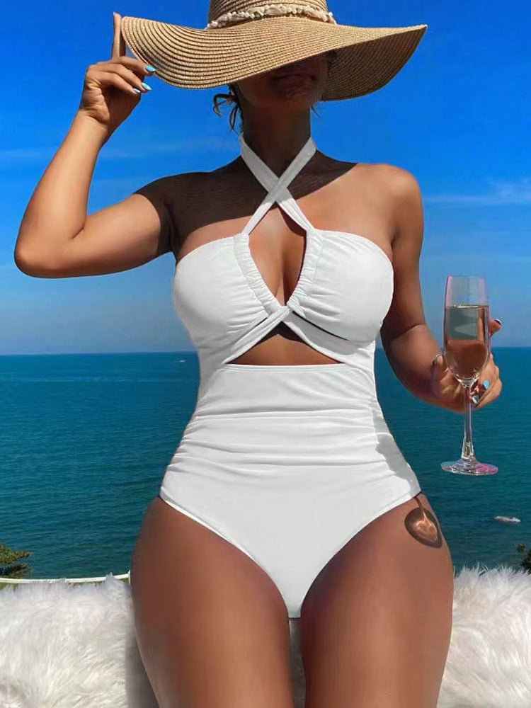 Damen Hoch geschnittener Monokini mit raffiniertem Kreuz-Design Echo Archiv