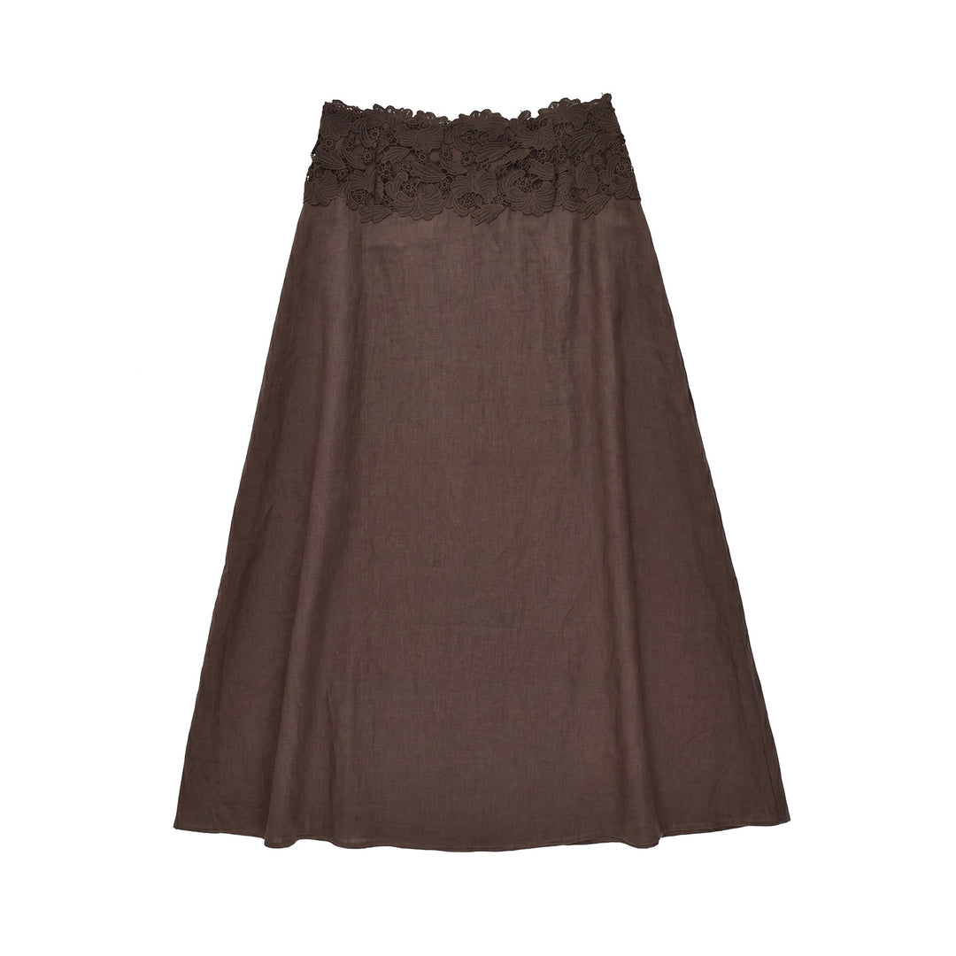 Damen Eleganter Leinenrock mit Spitzenbund Echo Archiv