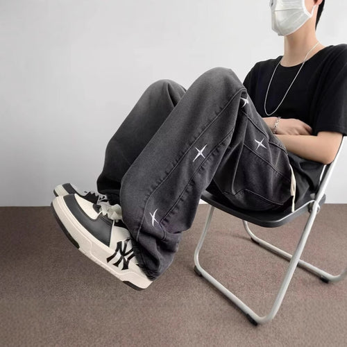 Damen Weitgeschnittene Jeanshose mit einzigartigem Design Echoarchiv