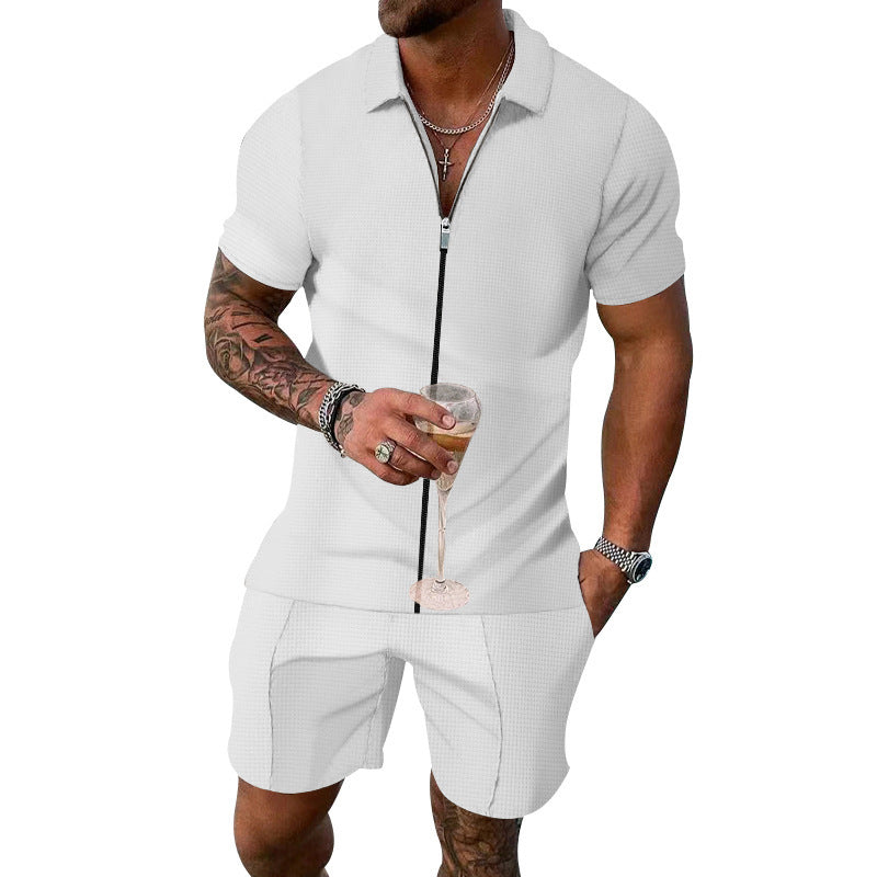 Herren modernes Freizeit-Set mit Kurzarmhemd und Shorts Echoarchiv