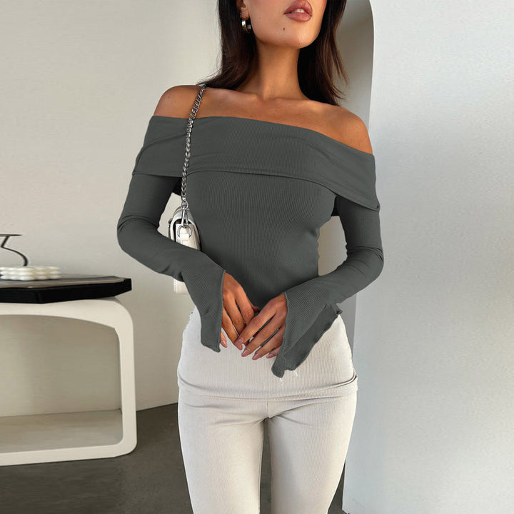 Damen Off-Shoulder Shirt mit eleganten Trompetenärmeln Echo Archiv