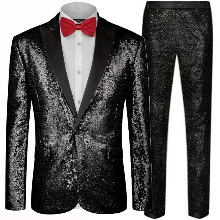 Herren eleganter Paillettenanzug im festlichen Design Echoarchiv