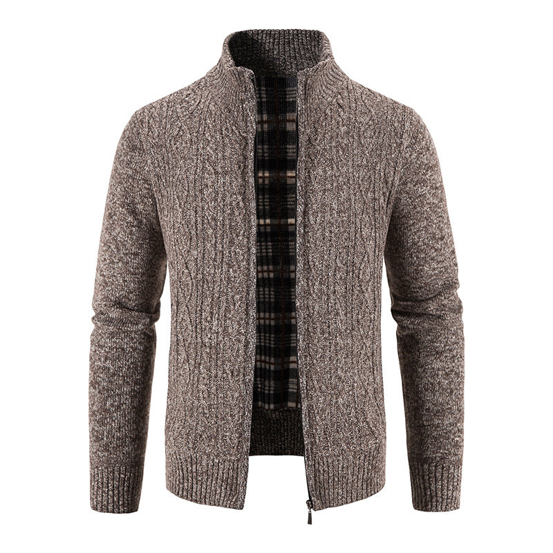 Herren Strickjacke mit hochschließendem Kragen und strukturiertem Design Echoarchiv