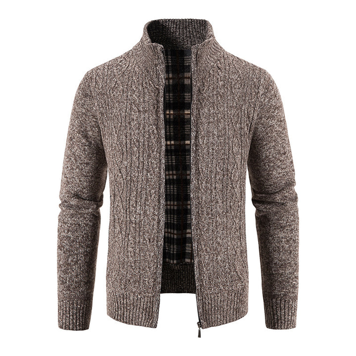 Herren Strickjacke mit hochschließendem Kragen und strukturiertem Design Echoarchiv