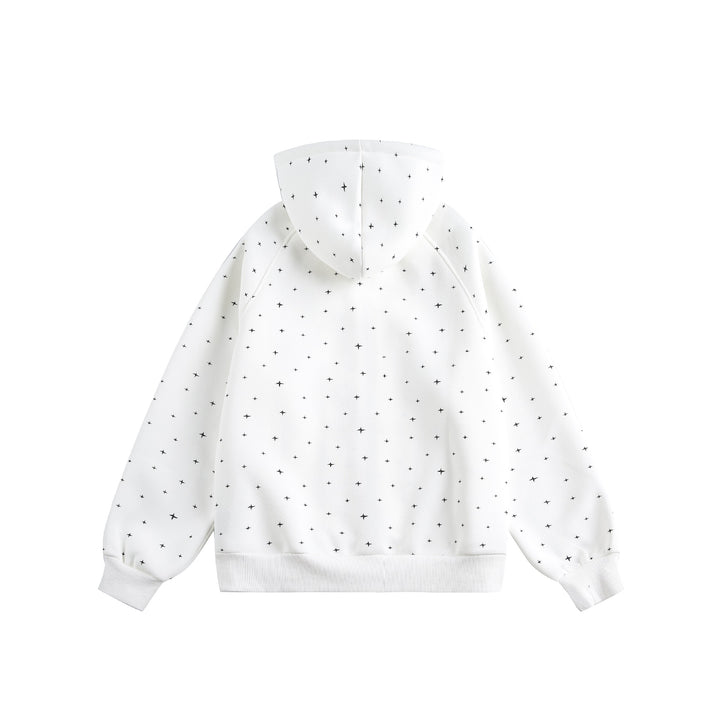 Unisex Oversize-Kapuzenjacke mit Sternchen-Print und durchgehendem Reißverschluss Echoarchiv