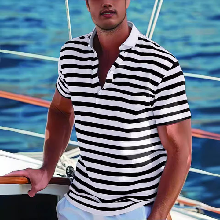 Herren Poloshirt mit stilvollem Streifenmuster und modernem Kragen Echoarchiv