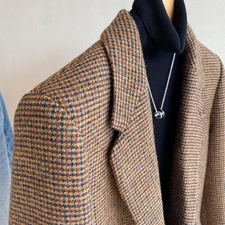 Damen Oversize-Tweed-Blazer mit Ellbogen-Patches, Pattentaschen und kastiger Silhouette Echo Archiv