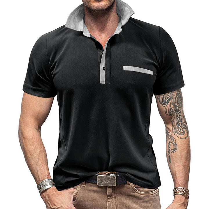 Herren modisches Polohemd mit kontrastierenden Kragen und Brusttasche Echoarchiv