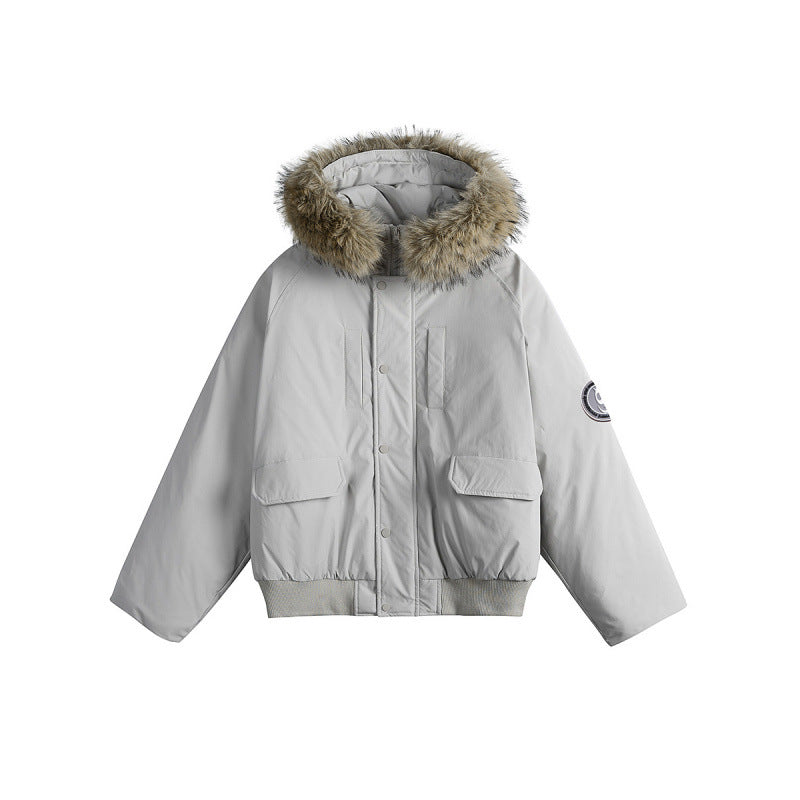 Damen Kurz-Bomberjacke mit Thermowattierung, Kapuze mit abnehmbarem Kunstfell und Utility-Taschen Echo Archiv
