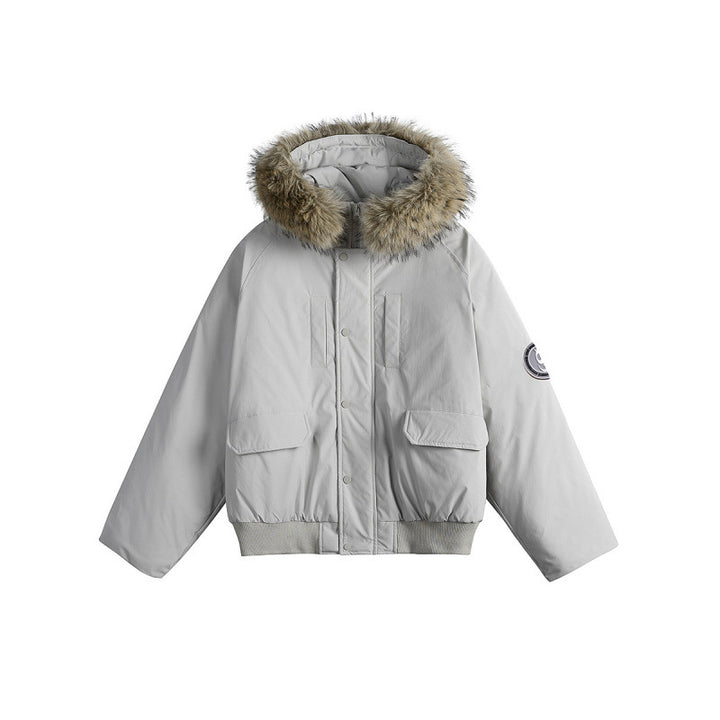 Damen Kurz-Bomberjacke mit Thermowattierung, Kapuze mit abnehmbarem Kunstfell und Utility-Taschen Echo Archiv