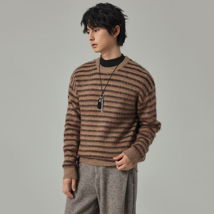 Damen Grobstrickpullover mit strukturiertem Streifenmuster Echoarchiv