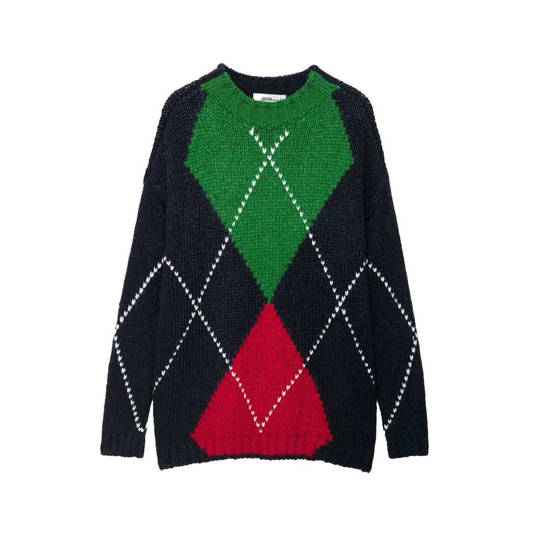 Damen Grobstrick-Pullover mit Argyle‑Muster und Oversize‑Schnitt Echoarchiv