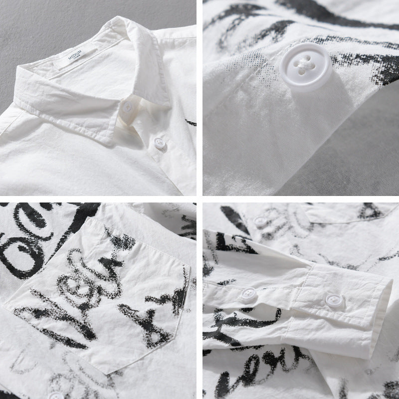 Herren Lässiges Overshirt mit grafischem Scribble-Print und Brusttasche Echoarchiv