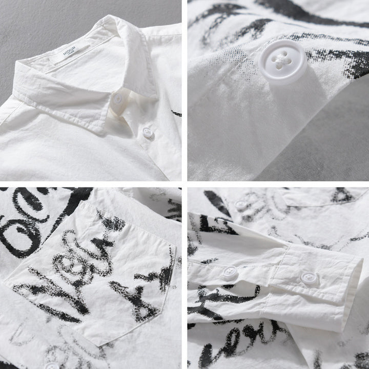 Herren Lässiges Overshirt mit grafischem Scribble-Print und Brusttasche Echoarchiv